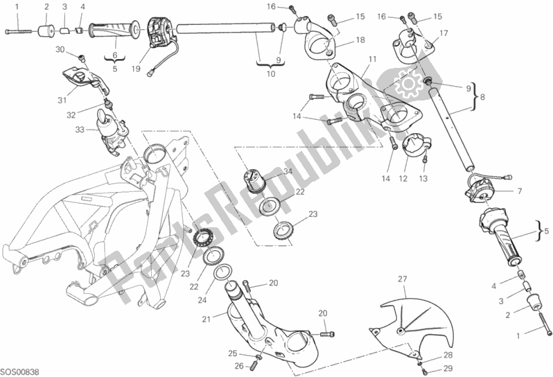 Alle onderdelen voor de Stuur En Bedieningselementen van de Ducati Supersport S Brasil 937 2018